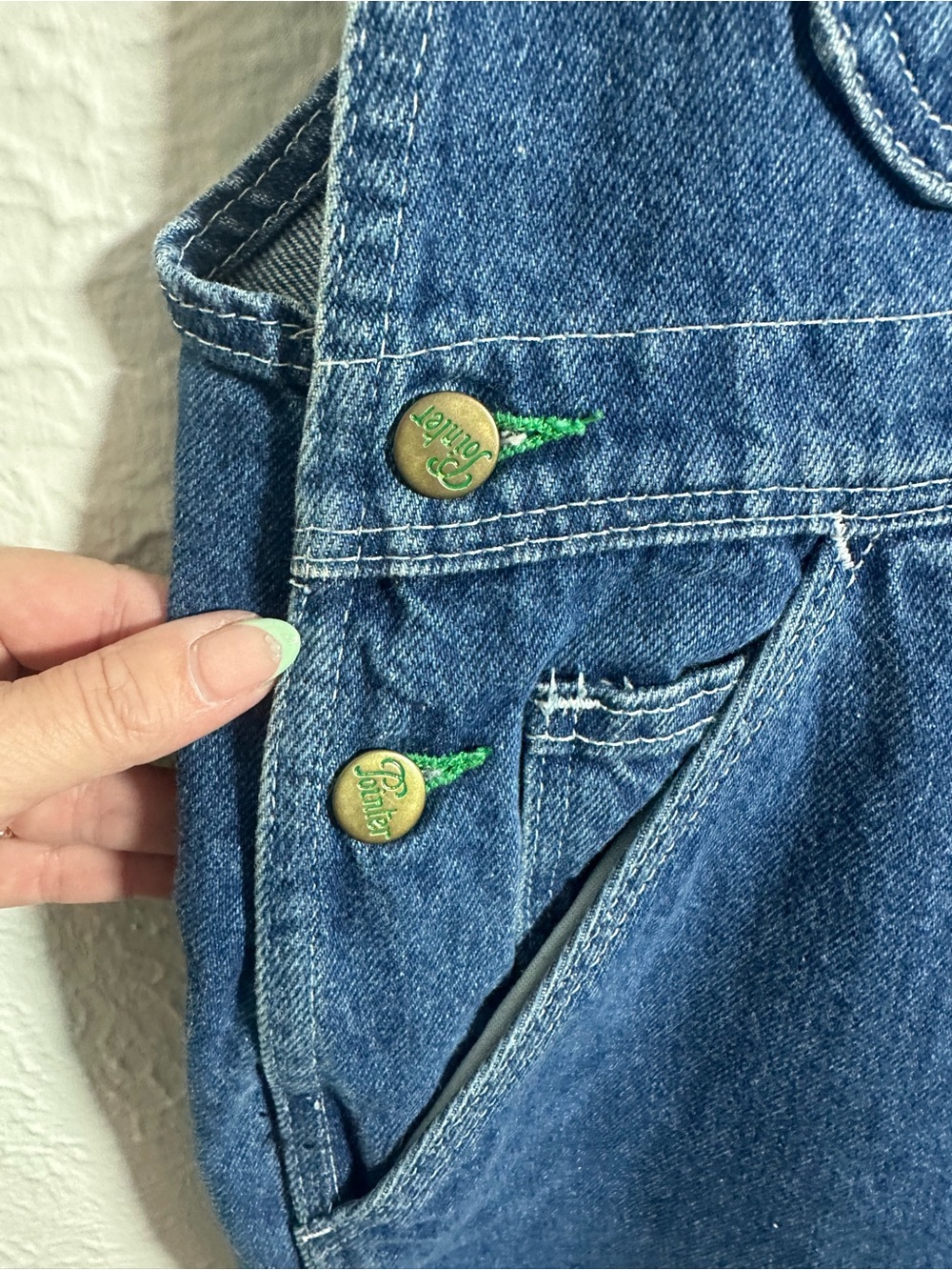 Vintage Pointer Brand Denim Overalls Womens W34 Long Blue Jean Bib Overalls USA - Picture 4 of 7